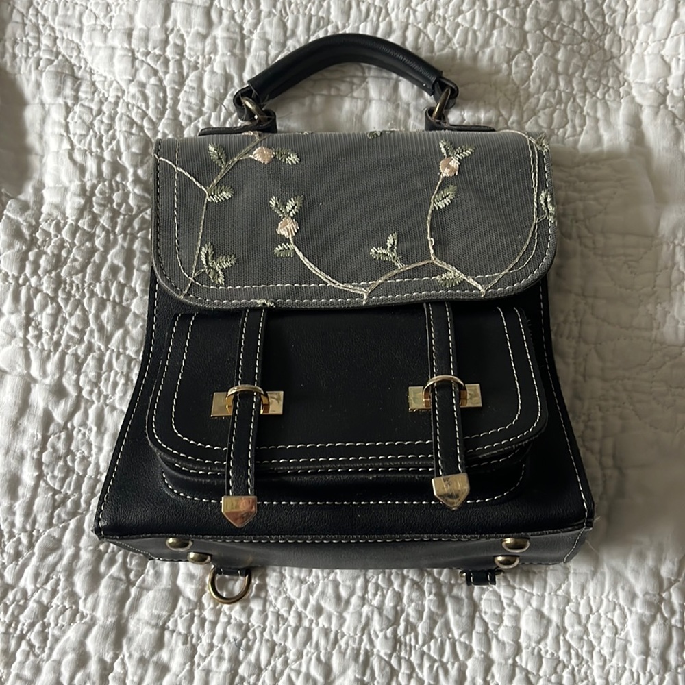 Black floral bag